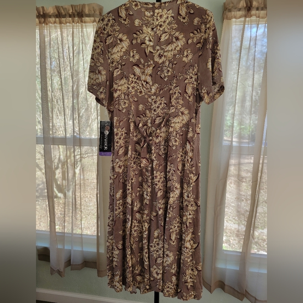 Vintage Sag Harbor Floral Midi Dress Y2K Button Front Rayon Size 16 NWT - Picture 4 of 14